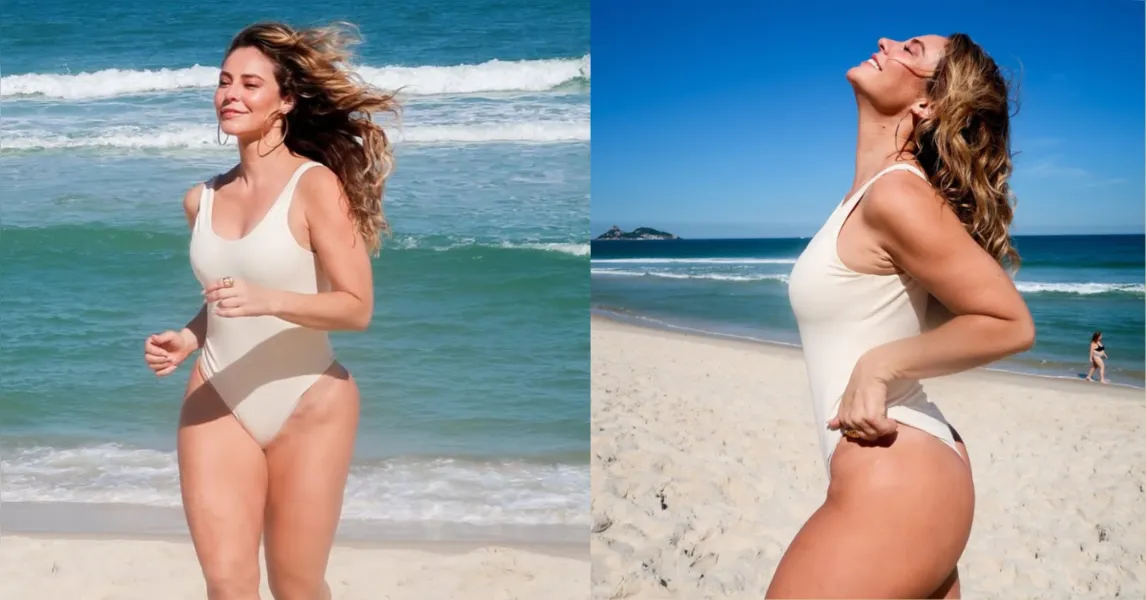 Paolla Oliveira exibe corpo perfeito em praia do Rio e web reage