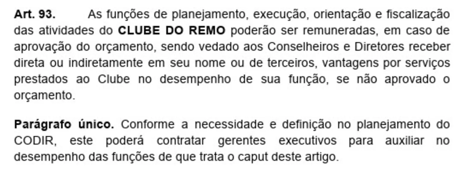 Novo estatuto do Remo abre caminho para salário de dirigentes