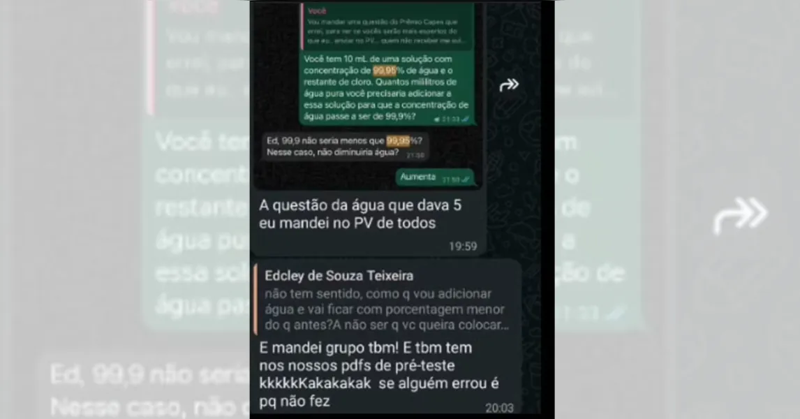 Novas mensagens ligam Edcley a mais duas questões do Enem