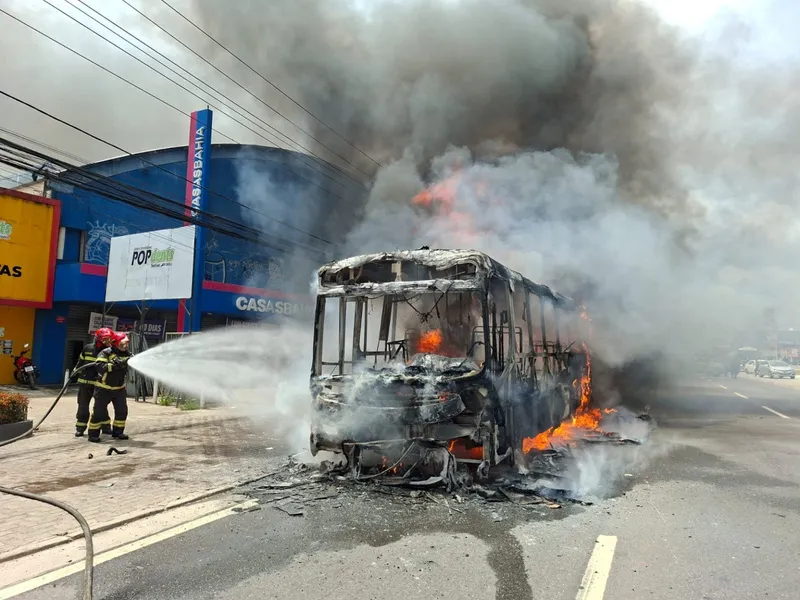 Ônibus é destruído pelo fogo na BR-316 nesta quarta, 26