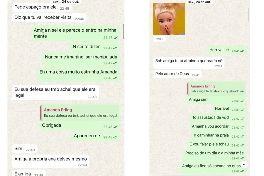 Veja prints em que Marcela expõe machucados e conversas com Dado