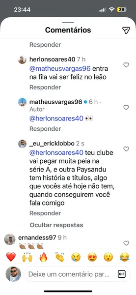 Paysandu: Matheus Vargas comenta atraso salarial em rede social