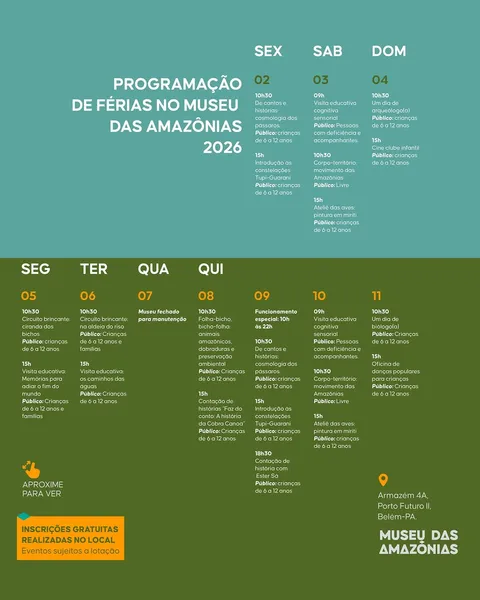 Museu das Amazônias oferece programação gratuita de férias
