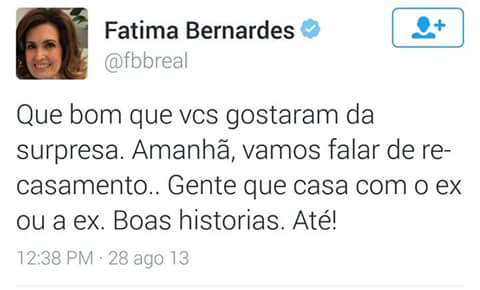 
        
            Separação de Fátima e William domina o Twitter; veja memes
        
    