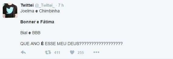 
        
            Separação de Fátima e William domina o Twitter; veja memes
        
    