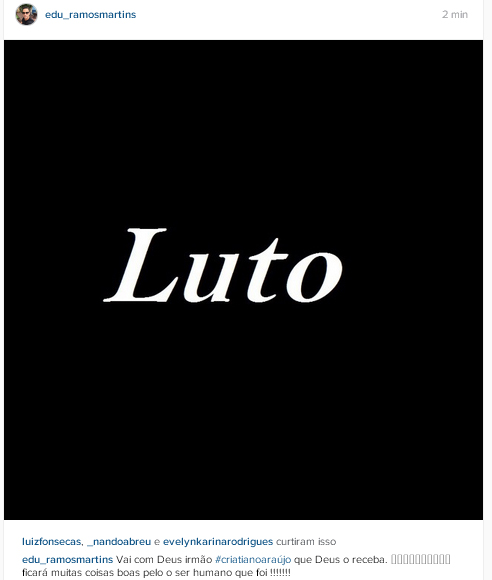 
        
            Famosos lamentam morte de Cristiano Araújo
        
    