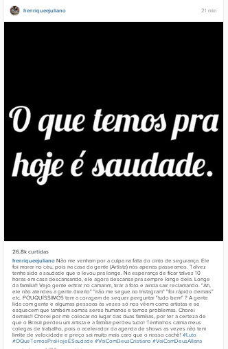 
        
            Famosos lamentam morte de Cristiano Araújo
        
    
