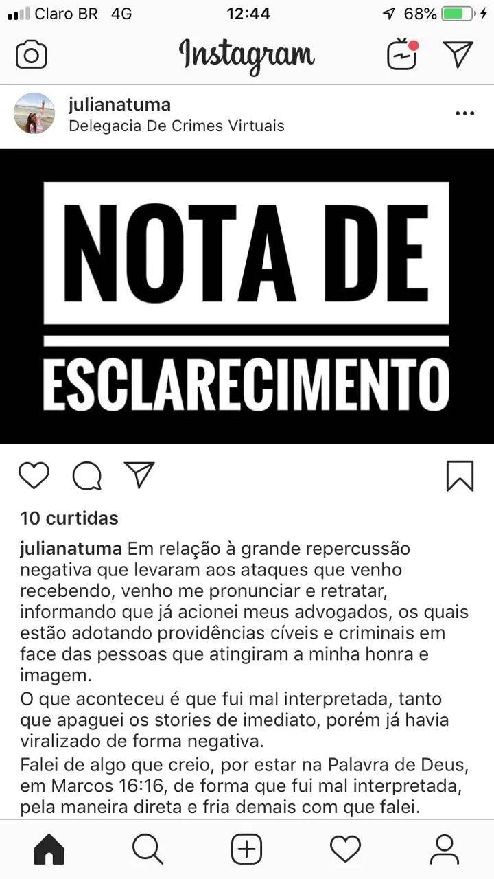 'Fui mal interpretada', diz pastora paraense sobre declaração polêmica de Gabriel Diniz