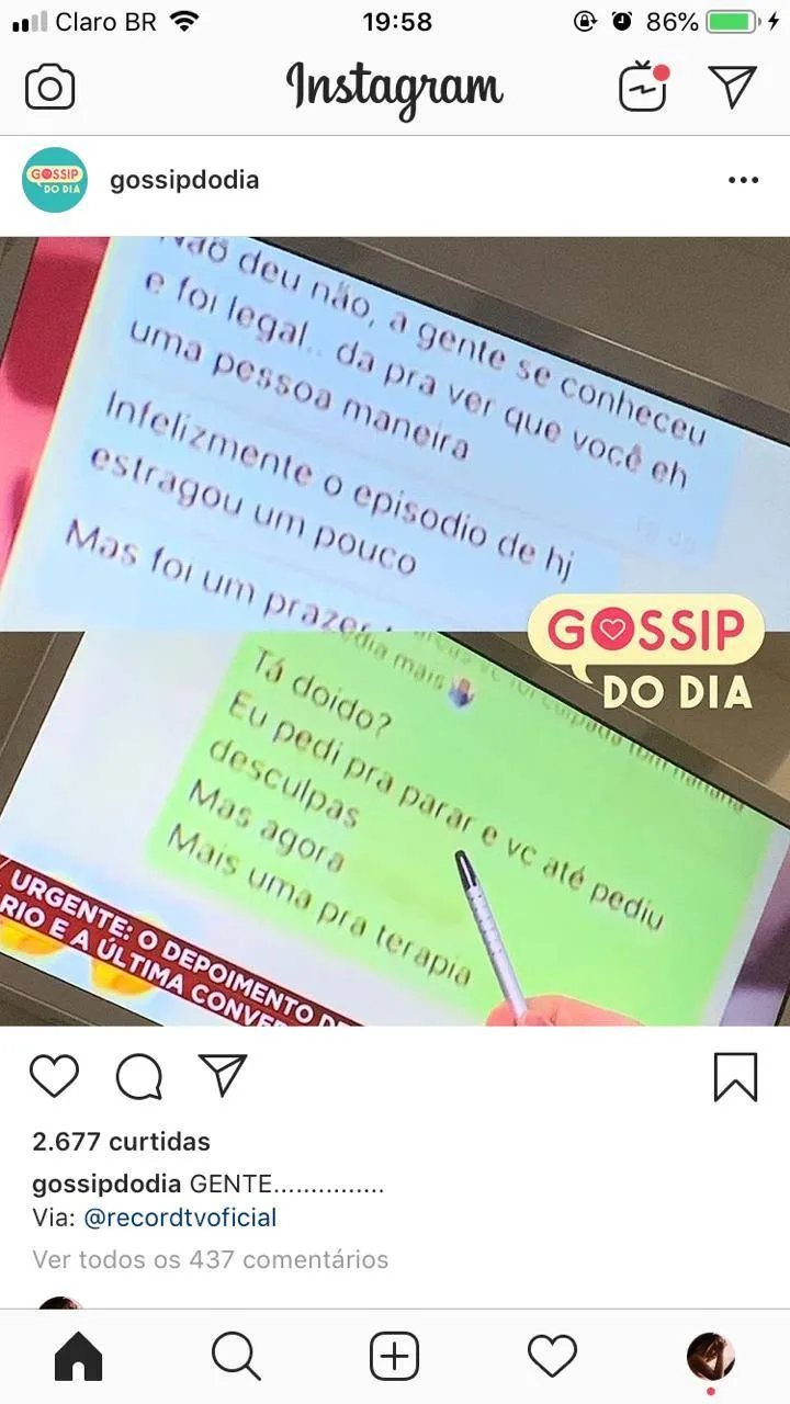 A última conversa entre o casal antes da modelo voltar para o Brasil