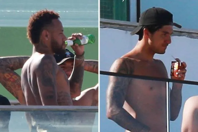 Atacante curtiu com Vinicius Junior e Anitta e a tarde relaxou na piscina de um hotel com os "parças"