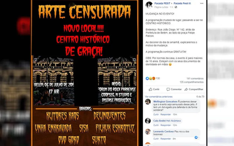 Evento anunciou a mudança hoje exibindo uma tarja preta no lugar da arte, em protesto contra o que classificaram como censura.