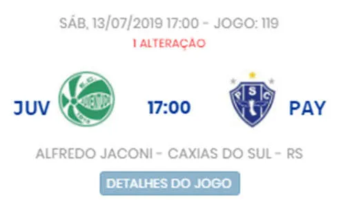 Partida entre Juventude-RS X Paysandu sofre antecipação