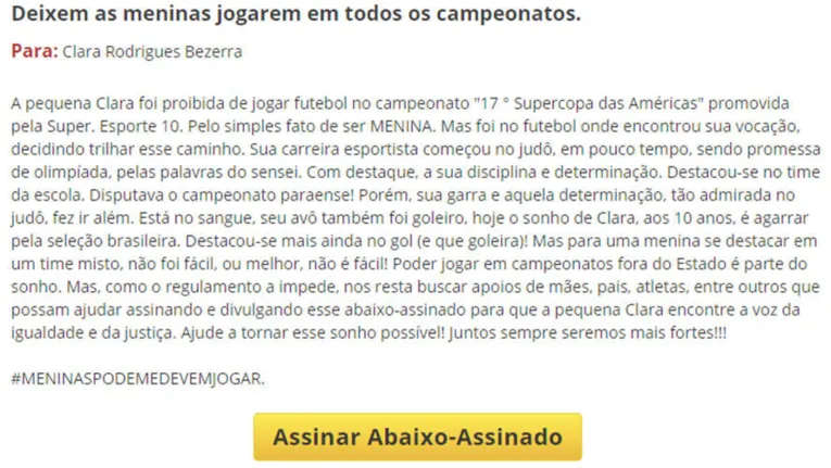 Paraense é proibida de disputar torneio de futebol e revolta a web