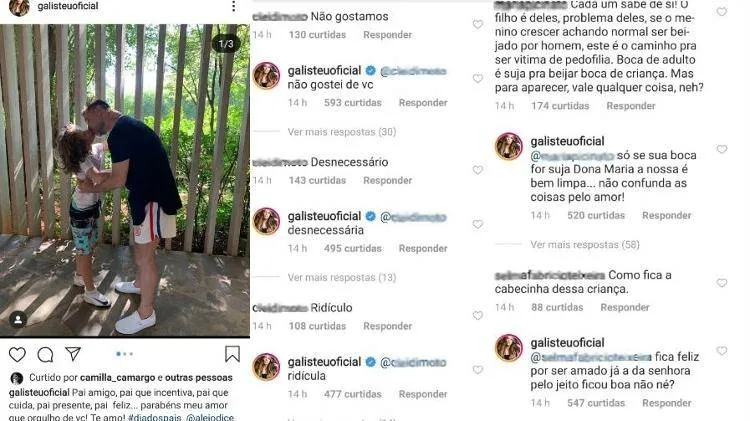 O selinho entre pai e filho acabou virando assunto na internet