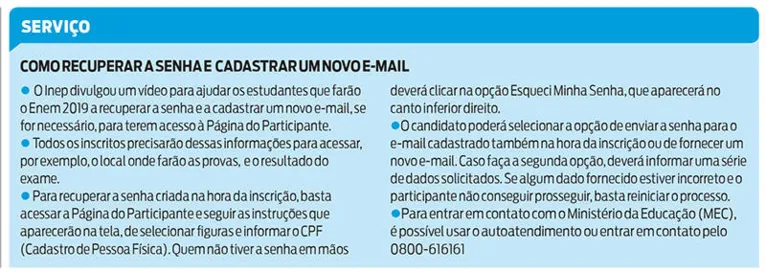 Inep divulga hoje os locais de prova do Enem 2019