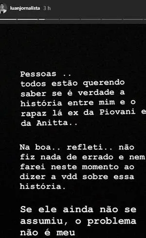 Jornalista diz
que teve caso com Scooby enquanto ele era casado com Luana 