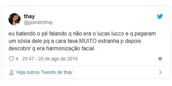 Lucas Lucco é criticado por fãs após realizar harmonização facial