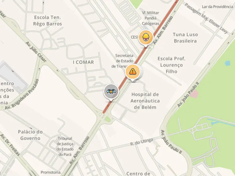 Por conta do veículo parado, a velocidade média registrada é de 7 km/h