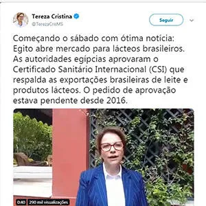 Brasil vai exportar produtos lácteos ao Egito