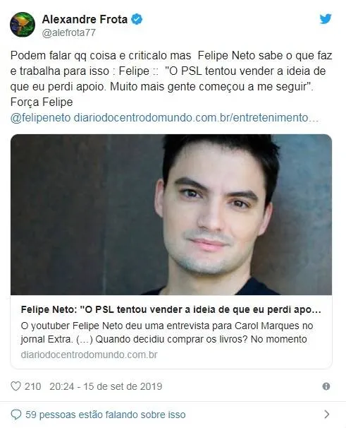 Frota critica Bolsonaro e pede desculpas a Ciro Gomes: 'Não é que tinha razão?!'
