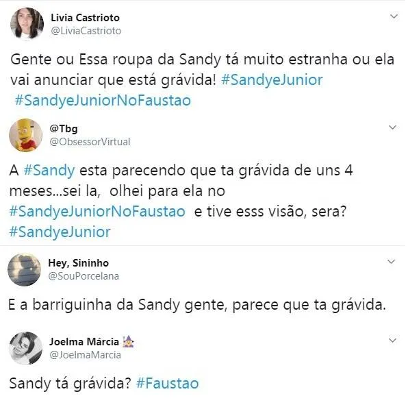 Fãs comentam sobre nova gravidez de Sandy após cantora falar sobre aumentar família a Faustão