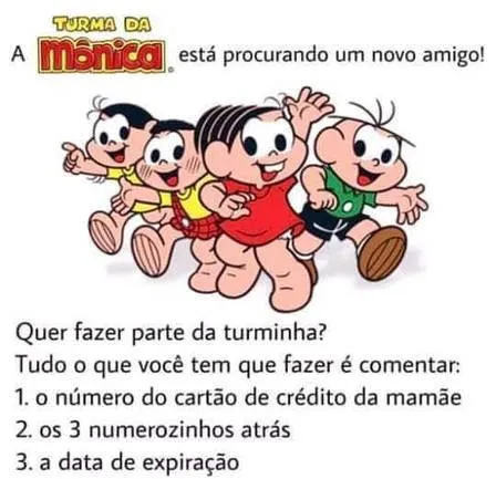 Criminosos usam 'Turma da Mônica' para aplicar golpes na internet