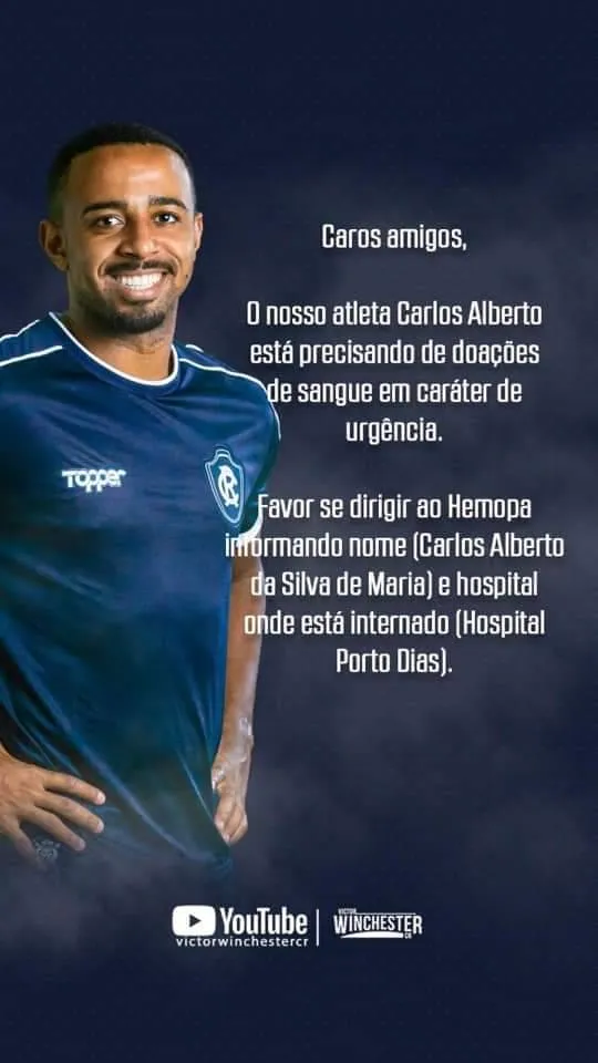 Meio campo do Remo está internado em Belém e precisa de sangue com urgência