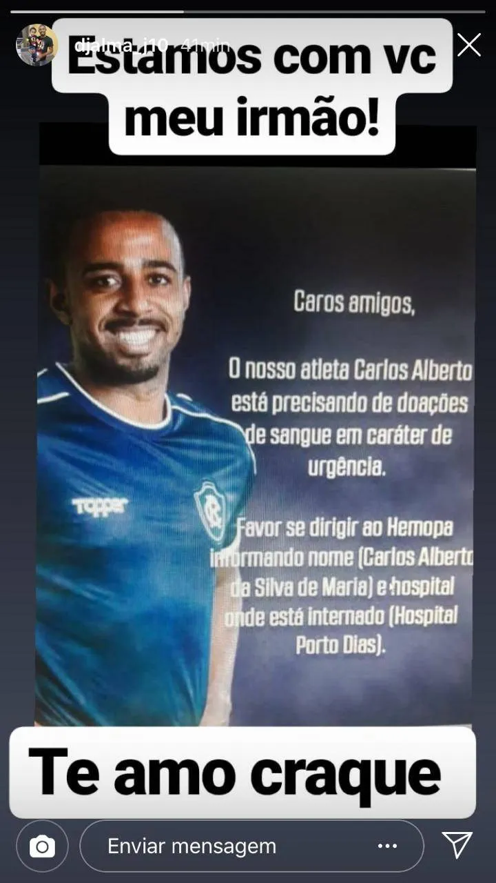 Pentacampeão da seleção e colegas mostram apoio a Carlos Alberto
