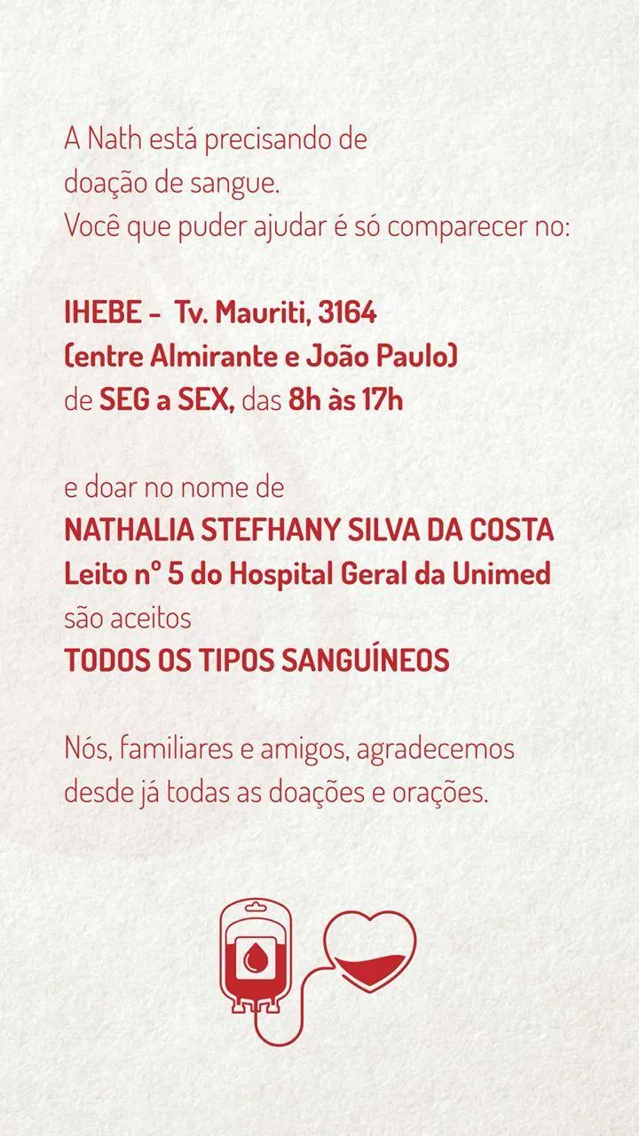 Jovem vítima de grave acidente na BR precisa de doações de sangue