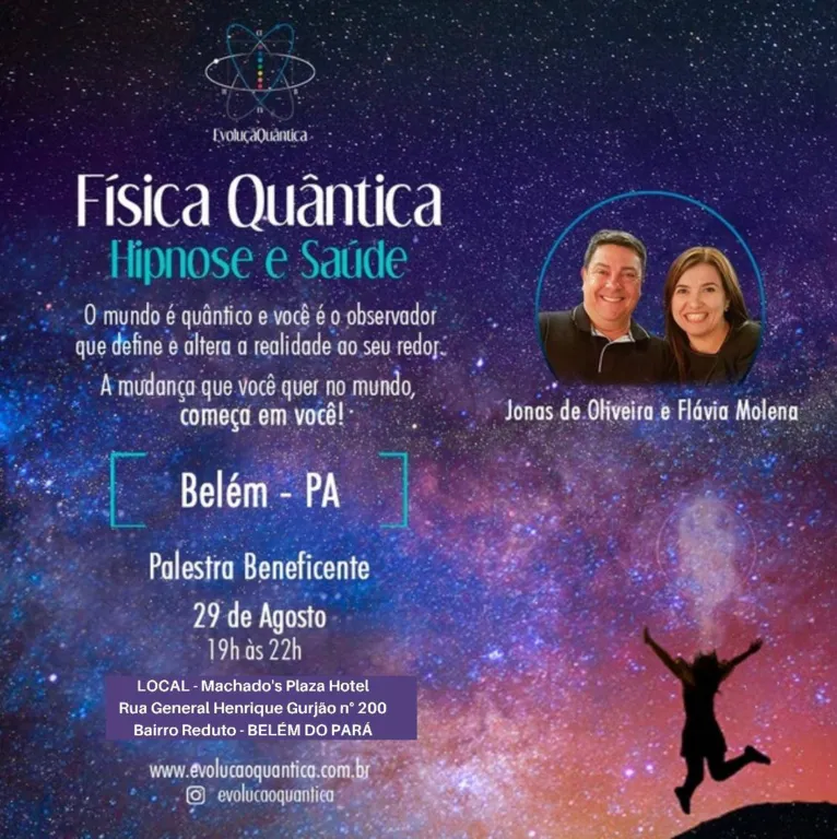 Física quântica, hipnose e saúde são temas de palestra gratuita em Belém. Saiba como participar!