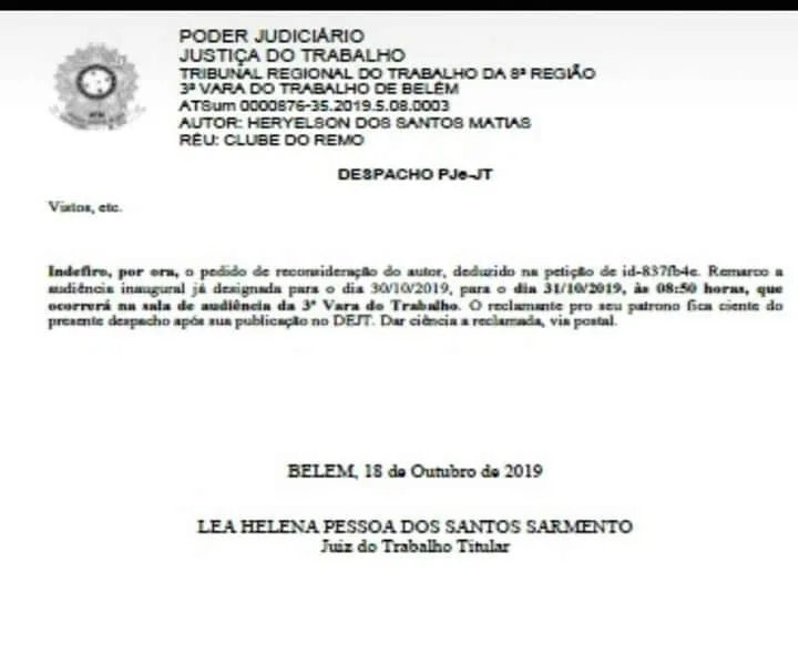 Justiça determina que Rony jogue no Clube de Remo