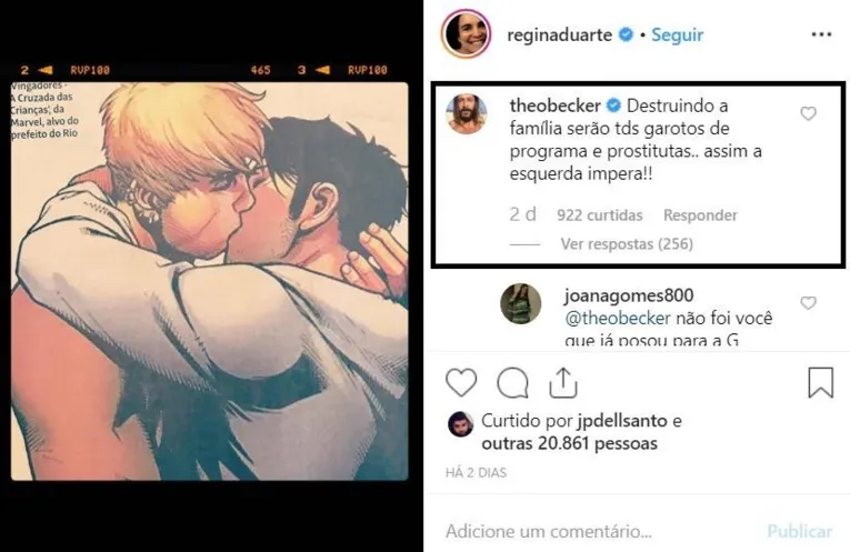 Theo Becker choca público ao opinar sobre beijo gay: 'Destruição da família'