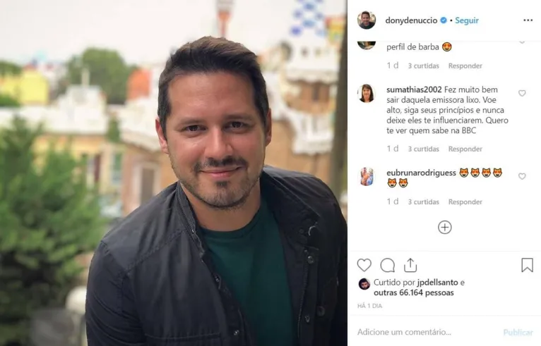 Dony De Nuccio polemiza ao curtir comentário que chama a Globo de 'lixo'