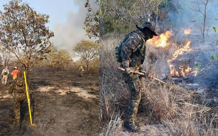 Exército e Bombeiros no combate ao fogo no oeste paraense