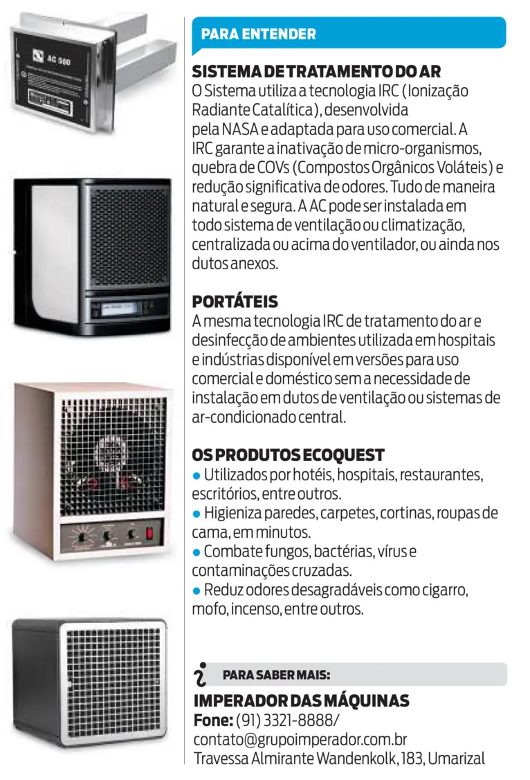 Novas linhas de aparelhos de ar disponíveis no Pará são capazes de 'limpar' o ar de ambientes