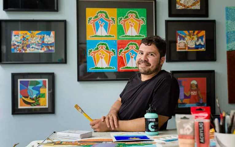 O artista plástico Odair Mindello expõe gravuras sobre o Círio, de 1º a 15 de outubro, no Castanheira