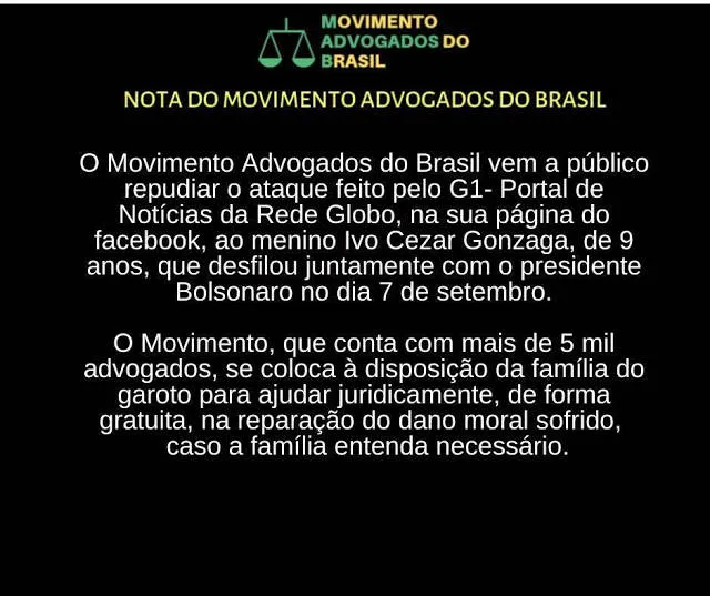OAB se mobiliza pelo caso do menino Ivo ofendido pela Globo