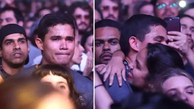 Clebson chora durante show de Lulu Santos no Rock in Rio.