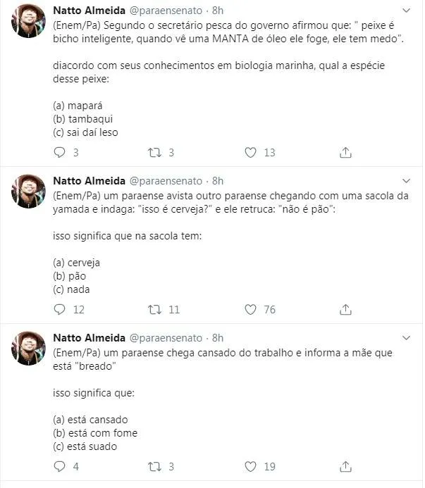 Gabaritou?
Questões do Enem que só paraenses responderiam