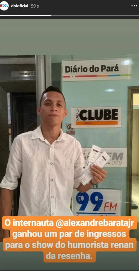 Internauta resgata ingresso para show do humorista Renan da Resenha