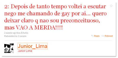 Em uma publicação curta e grossa, ele mandou o recado dizendo que não é homossexual e xingou todos que acham isso.