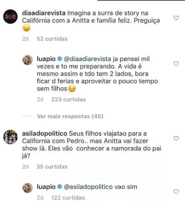 Luana Piovani revela que filhos vão conhecer Anitta