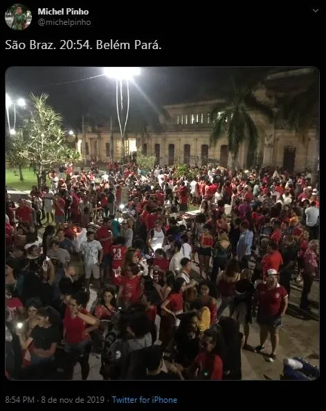 Paraenses comemoram em São Brás a saída do ex-presidente Lula da prisão