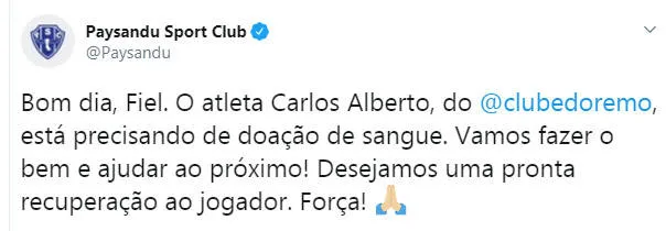 Paysandu e rivais pedem que torcidas ajudem jogador do Remo