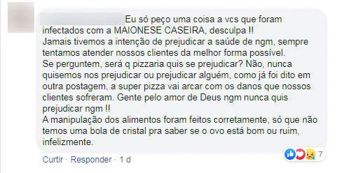 Proprietária pede desculpas aos clientes e garante que irá arcar com despesas médicas