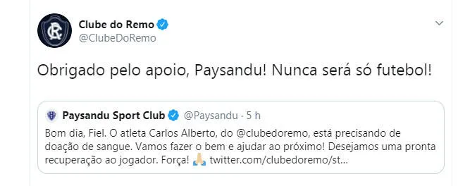 Paysandu e rivais pedem que torcidas ajudem jogador do Remo