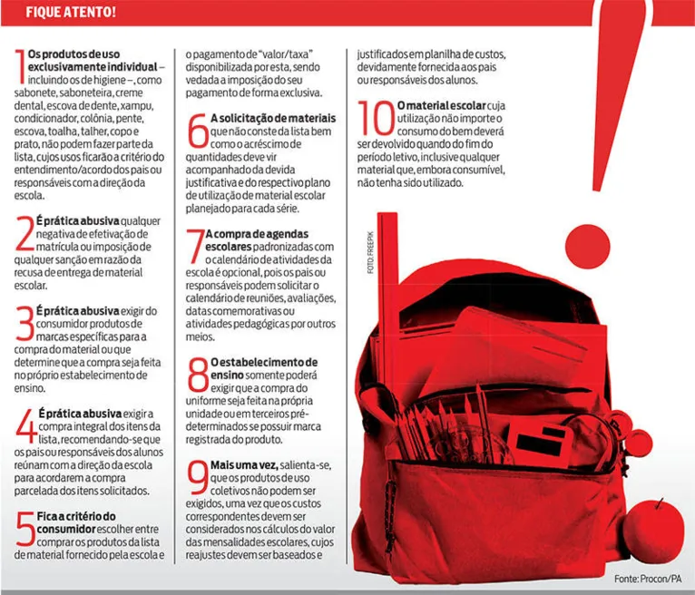 Saiba o que pode e o que não pode constar na lista de material escolar