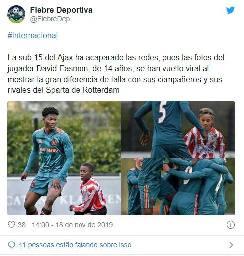 Foto de zagueiro do Ajax sub-15 contra os adversários viraliza