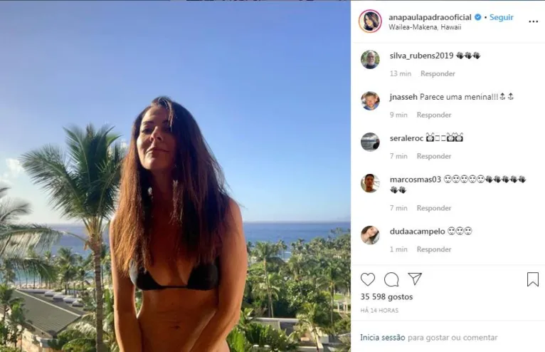 Ana Paula Padrão surpreende ao aparecer de biquíni e mostrar curvas