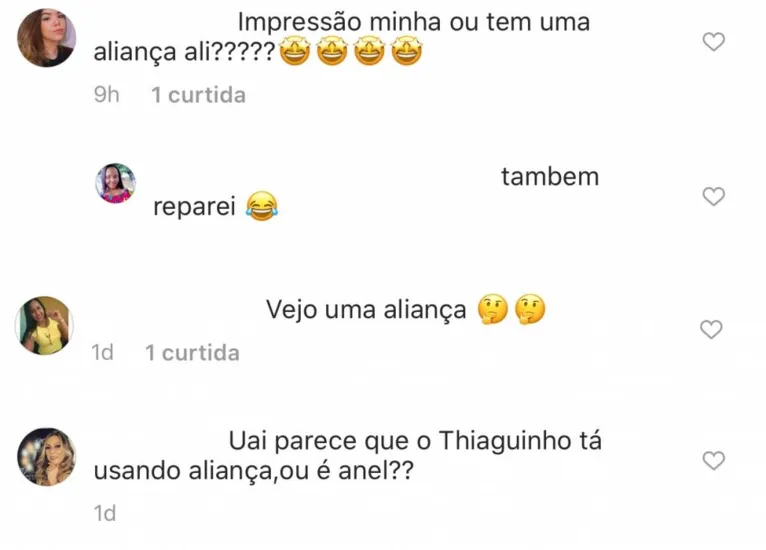 Thiaguinho usa aliança e fãs acreditam em reconciliação